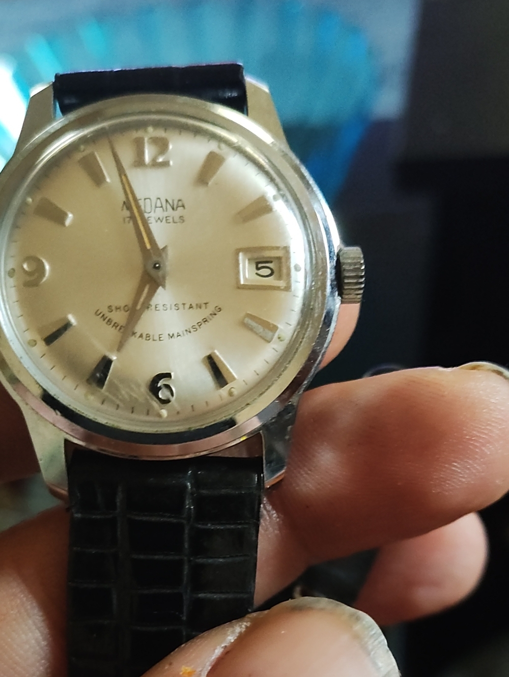 Men's Silver Dial Watch with Black Strap